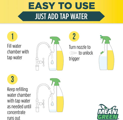 Mean Green Refillable Ultra Powered Multi-Purpose Cleaner Concentrate, Citrus & Green Tea, 14.3 fl oz – Plant & Mineral Based, Cuts Through Grease & Grime, Refillable Bottle Makes 4X Refills