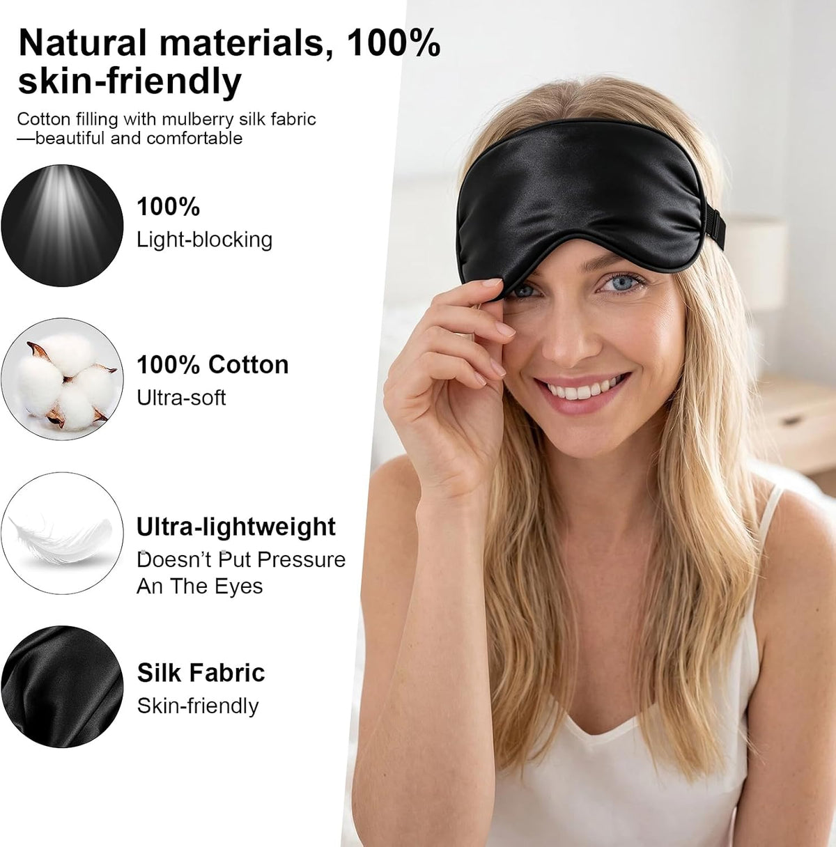 Sleep Mask Eye Mask for Men Women, 100% Blackout Zero Pressure Eye Patches