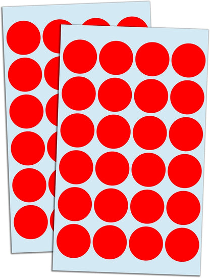 600 Pack, 1" Round Colored Dot Stickers Labels - 6 Colors