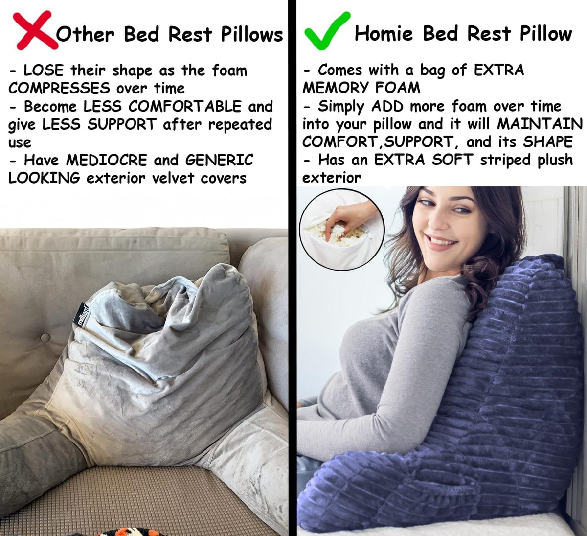 Homie Reading Pillow with Reading Light and Wrist Support, Has Arm Rests, and Back Support for Bed Rest, Lounging, Reading, Working on Laptop, Watching TV (Gray)