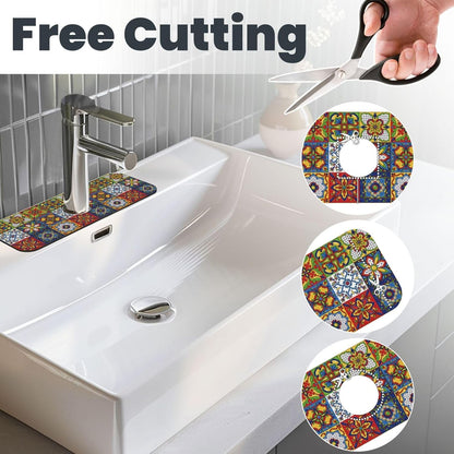 Wildflowers Floral Flower Kitchen Sink Splash Guard Faucet Mat Super Absorbent Fast Drying Mat Sink Gadgets-Fast Drying Pad Sink Mat For Kitchen Bathroom (15" X 5.5" )