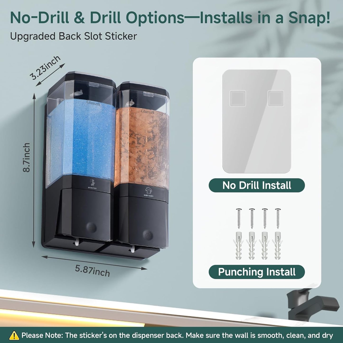 Shampoo and Conditioner Dispenser 3 Chamber No Drill Shampoo Dispenser for Shower Wall Mounted Shower Soap Dispenser 3 * 500ml Refillable Shower Dispenser for Bathroom Hotel(Black 3 Chamber)
