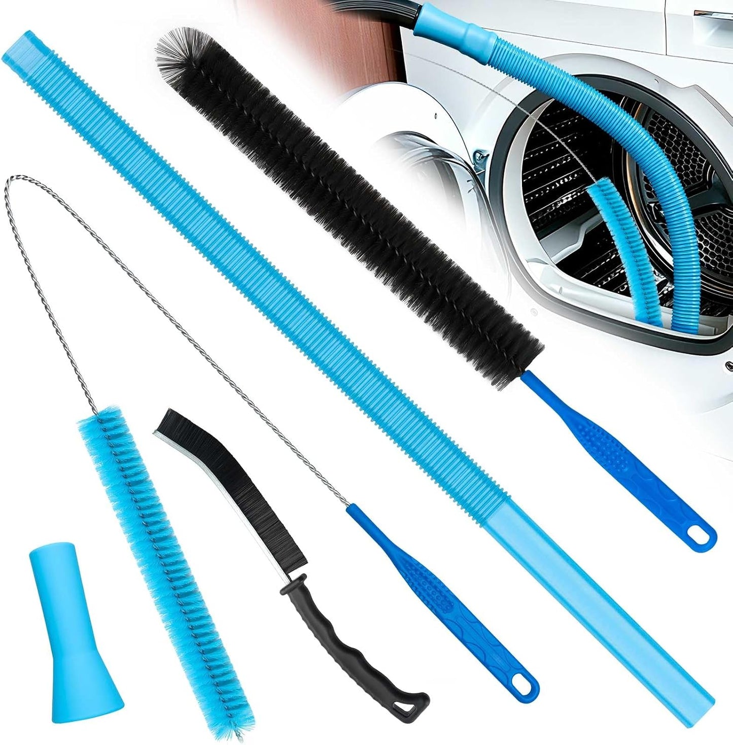 Dryer Vent Cleaner Kit,4 Pieces Dryer Lint Cleaner Vacuum Attachment & Brush Tool–Dryer Vent Cleaning Kit for Front Load,Dryer Lint Trap Cleaner with Hose,Dryer Vent Cleaner for Lint Removal (Black)
