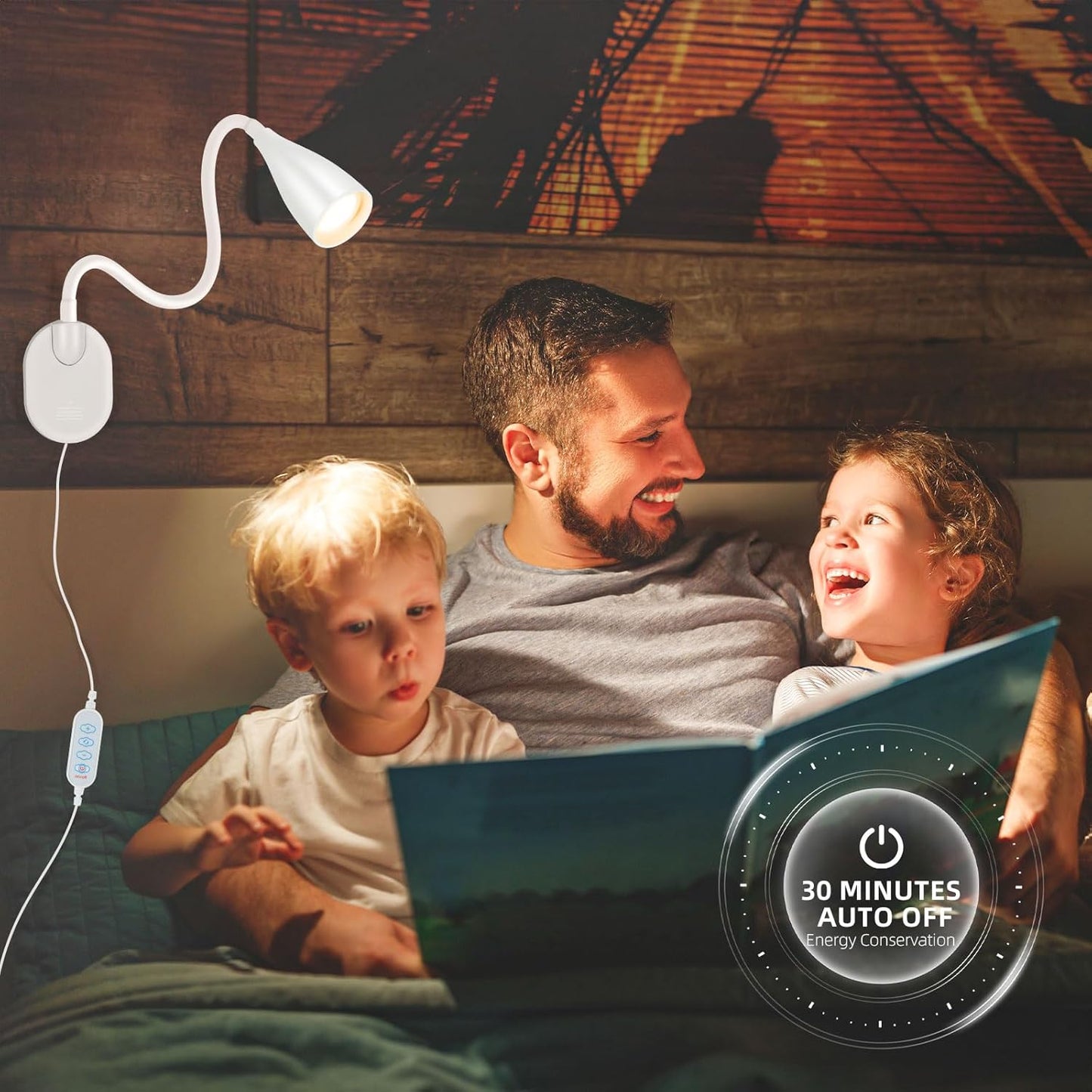 LiFMIRA Wall-Mounted LED Bedside Reading Light with USB Charging Port, 10-Level Dimmable & Adjustable 5 Color, Plug-in Adhesive Night Lamp for Books in Bed, Eye-Caring Bedroom Lighting (White)