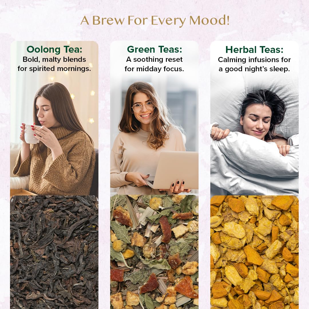 VAHDAM, Assorted Herbal Tea Sampler (18 Tea Bags, 9 Flavors) Caffeine-Free, Non-GMO | Double Infusion, Individually Enveloped Tea Bags | Herbal Tea Assortmen