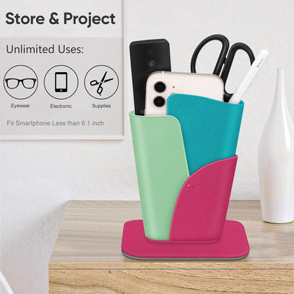 FINTIE Eyeglasses Holder, Vegan Leather Glasses Stand Case For Nightstand | Nightstand Glasses Holder, Desktop Organizer, For Glasses/Remote/Pen Storage, Small Item Storage, Anti-Scratch