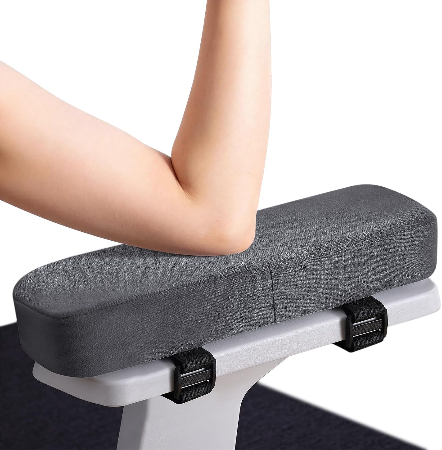 Smiry Memory Foam Office Chair Armrest Pads, Non-Slip Armrest Cushion | Ergonomic Arm Rest Pads with Adjustable Buckles and Straps, Elbow Relief for Desk, Gaming & Wheelchair, Black, Set of 2