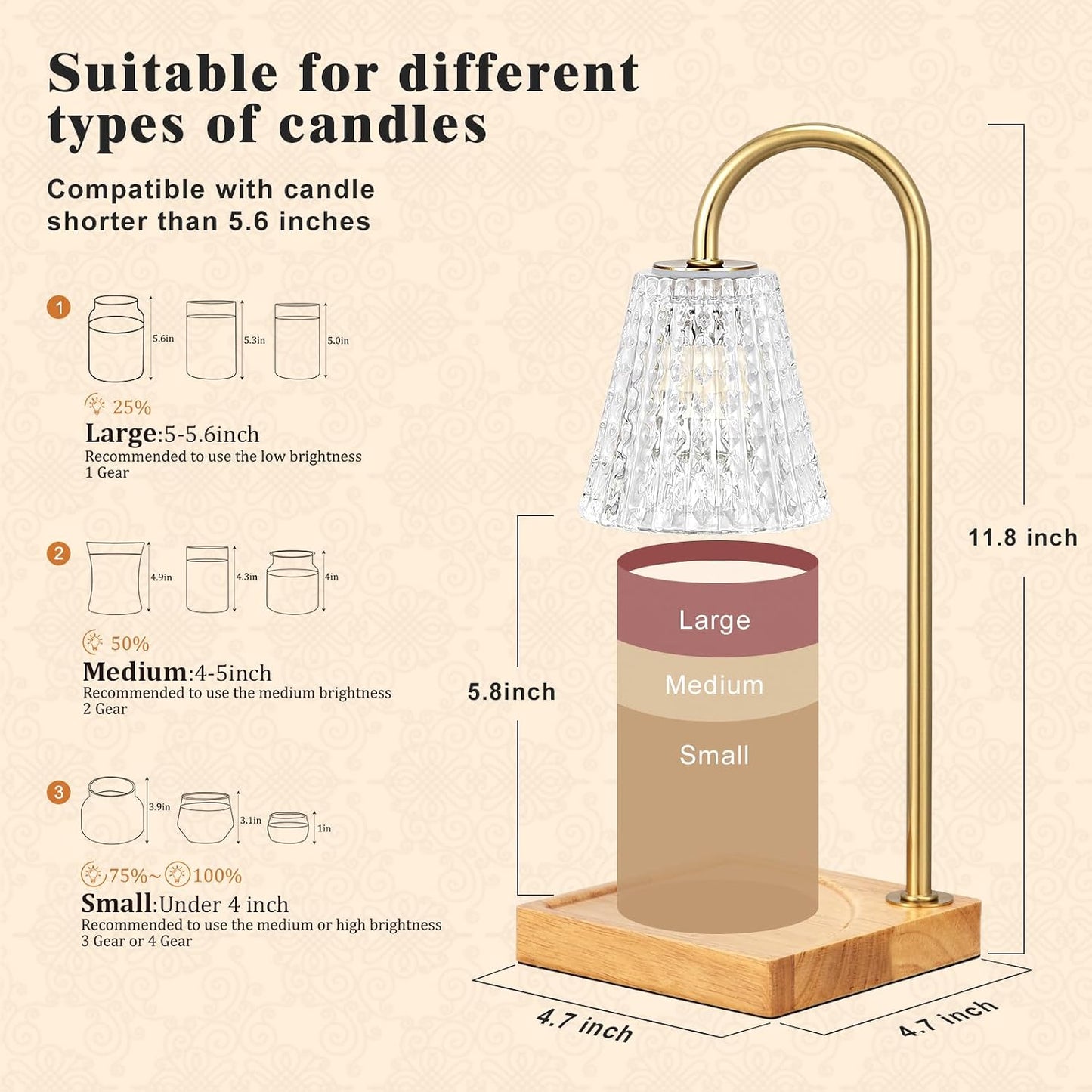 Hong-in Candle Warmer Lamp with Timer, House Warming Gifts New Home Decor | Dimmable & Adjustable Height, Electric Wax Warmer for Scented Wax Jar Candles,Gifts for Women Mom Sister