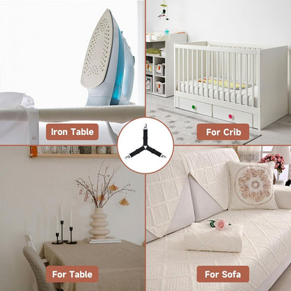 Bed Sheet Straps, Upgrade Fitted Bed Sheet Holders for Corners, Non Slip Sheet Clips White 4Pcs