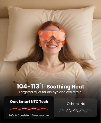 BOB AND BRAD Eye Massager with Heat FSA Eligible HSA, Birthday Gifts for Women Men Mom, Heated Eye Mask for Migraines with Music, Smart Migraine Massager for Dry Eyes Relief & Improve Sleep