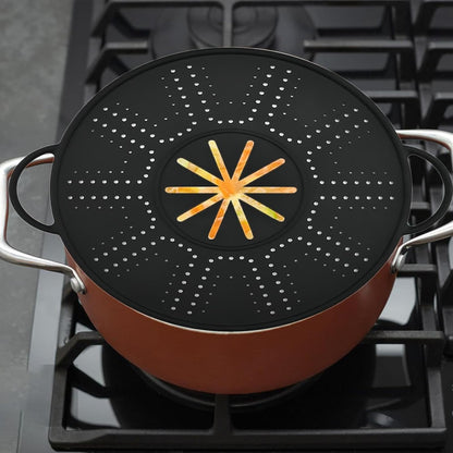 Spill Stopper Lid Silicone Pot Cover Splatter Screen Oil Guard Double Handle Anti Overflow Heat Resistant Mat with Steam Vent Suitable for Dail, White