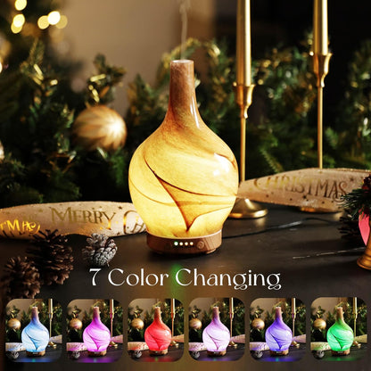 Porseme 150ml Essential Oil Diffuser Glass Color Changing Aroma Air Diffusers Aromatherapy Ultrasonic Cool Mist Humidifier 6 Running Hours Waterless Auto-Off for Sleeping, Yoga, Office, Spa (Ink)