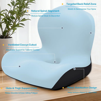 Seat Cushion for Office Chair and Car, L-Shaped Ergonomic Car Seat Cushions, Memory Foam Chair Cushion, Lumbar Support Pillow for Wheelchair, Car, Home, Office, Desk, Black