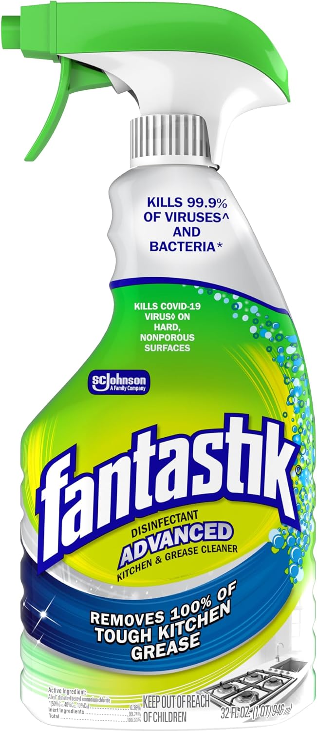 Fantastik All Purpose Cleaner, Multipurpose Surface Cleaner & Kitchen Grease Removal, Packaging Designed to Prevent Leakage and Breakage, Fresh Scent, 32 Fl Oz
