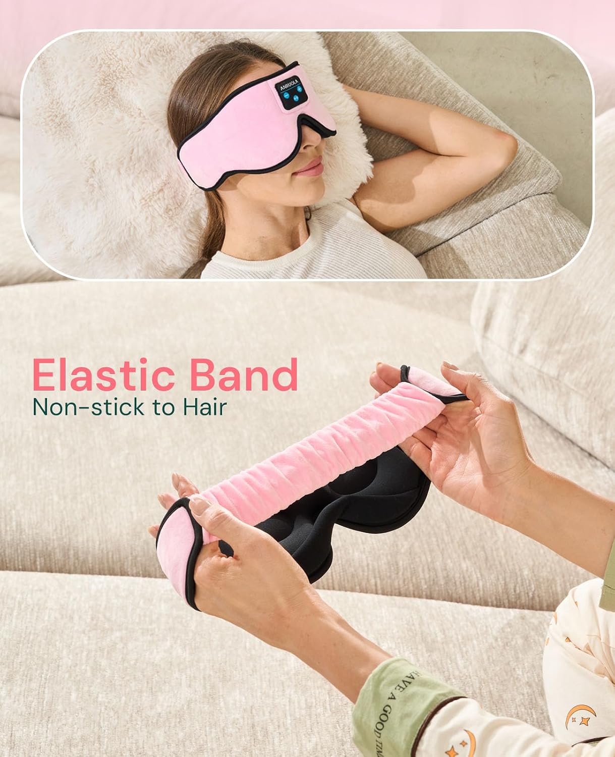 3D Sleep Mask with Bluetooth Headphones, Wireless Sleep Headphones for Side Sleepers, Noise Cancelling Eye Mask for Nap, Soft Sleeping Mask for Women Men, Blackout Sleep Mask with Built-in Speakers