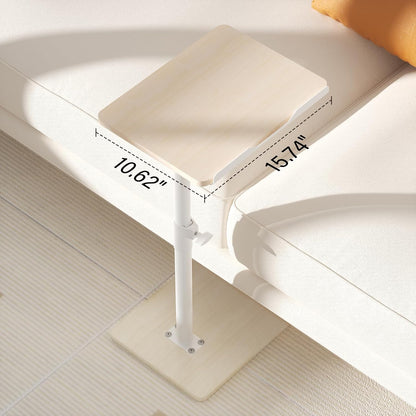 YUHFERA Sofa Armrest Tray Table for Couch - 360° Swivel Height Adjustable End for Small Spaces, Snack Side Table for Bed or Chair with Phone & Tablet Slot (Rustic,Standard)