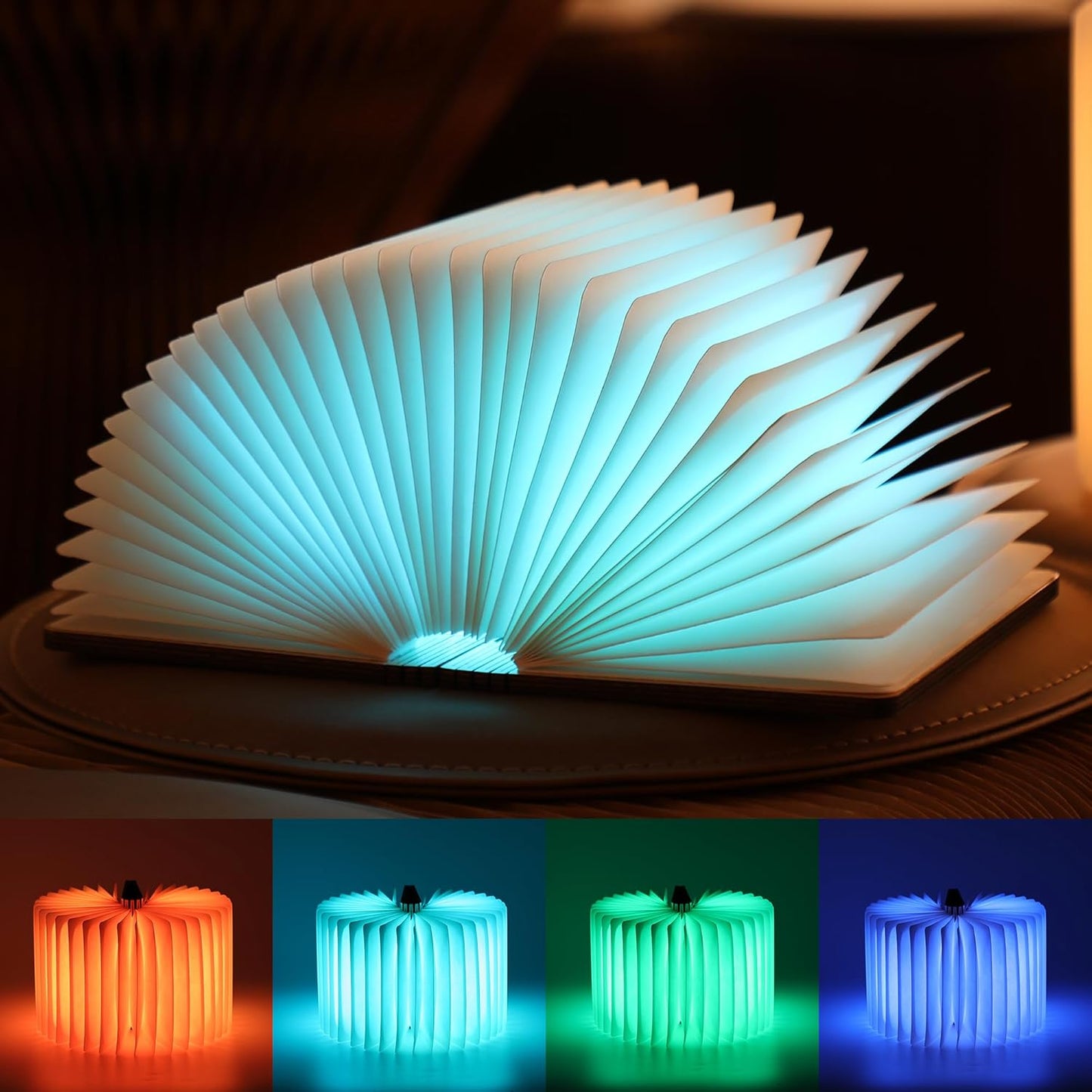 4.7 in Wooden Book Lamp, Book Lovers Gifts,Teacher Appreciation Gifts | Folding Book Light, Ambient Lighting for Home Library Bookshelf Decor, Gift for Men Reader Bookworm Birthday (Maple)