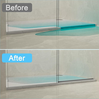 Duzzy Shower Threshold Water Dam Guard, Silicone Rubber Shower Door Bootom Seal Strip for Walk in Shower (39 Inch, Clear)