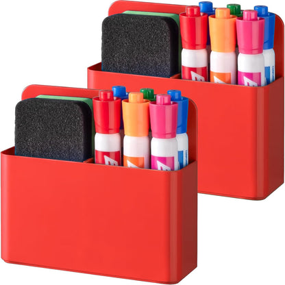 BEYGORM Plastic Magnetic Pen Holder, Powerful Magnet, 2 Pack | Classroom Must Haves, Dry Erase Marker Holder for Whiteboard, School Locker Organizer, Pencil Cup for Refrigerator(Black)