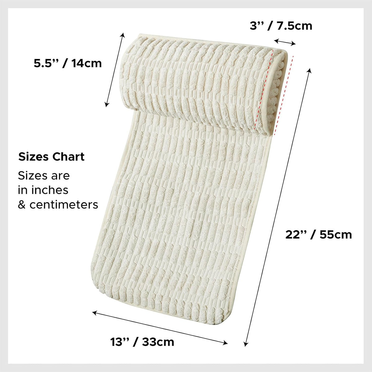 WdFour Headrest Memory Pillow, Support Cushions for Neck, Back or Foot for Sofas, Recliners, Office Chairs, Massage Chairs for Neck Pain Relief and Cervical Support(Khaki, 13" Wx2.7 D).