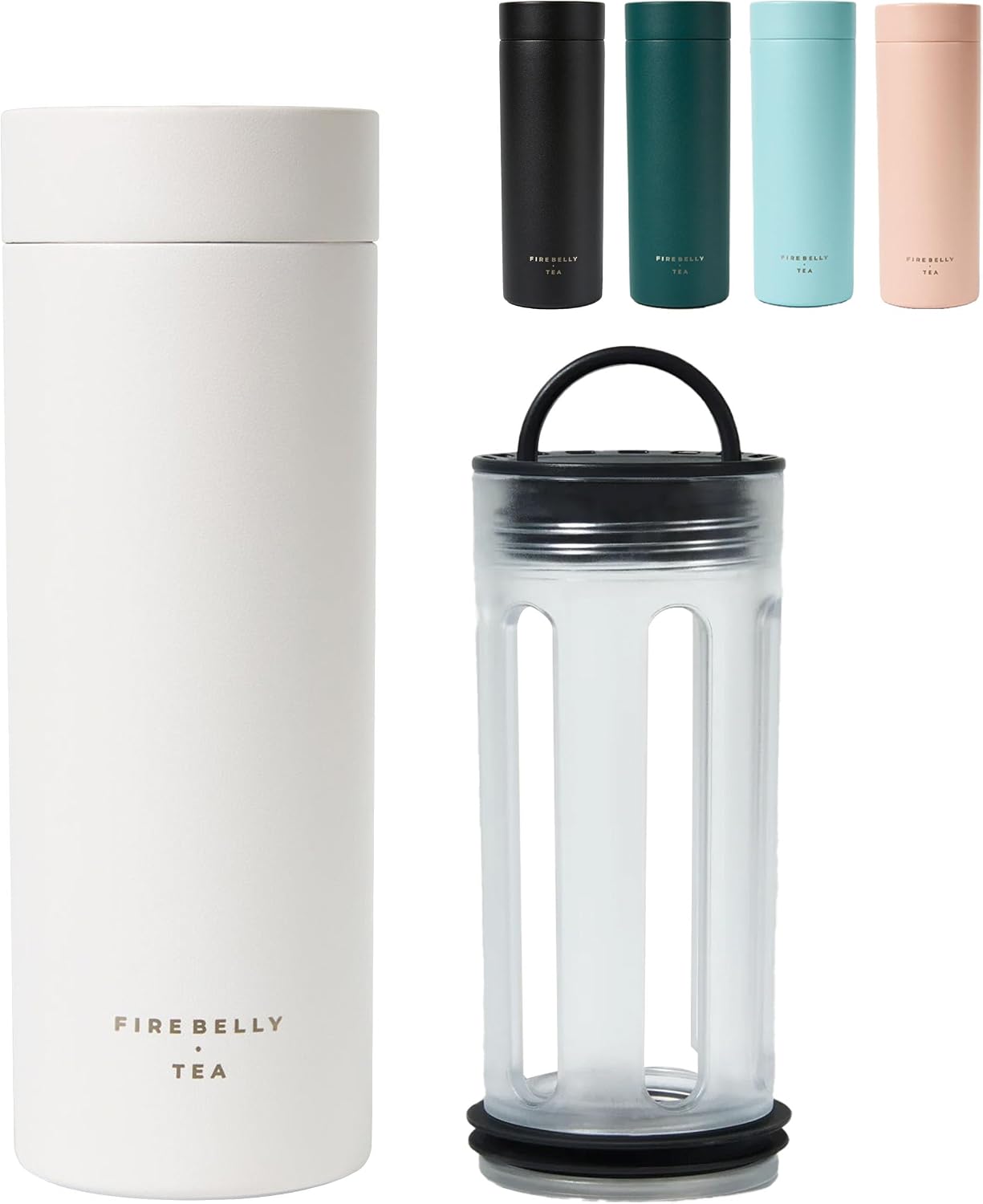 Firebelly Tea, Travel Tea Infuser Mug with Strainer, Insulated Tumbler for Loose Leaf Tea or Coffee, Leakproof Bottle for Hot or Iced Drinks, Stainless Steel Thermos with Lid, Salmon