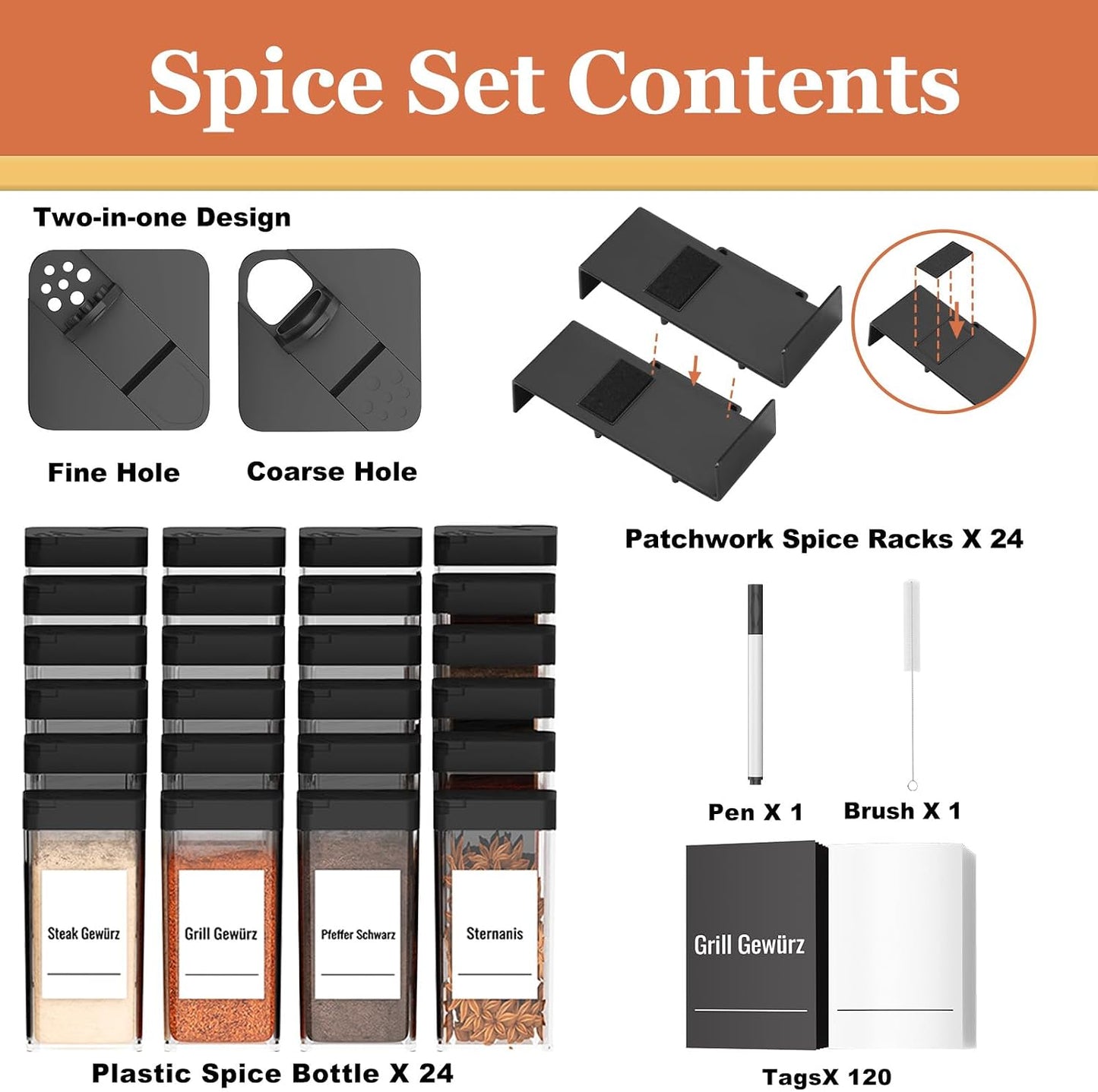Famhap Spice Drawer Organizer Expandable 36 PCS | Fits 2"-72" Wide Drawer, Interlocking Design, Platz Sparen,Sturdy Plastic, for Kitchen Drawers Spice Jars