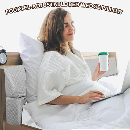 4 Modes Pillow Wedge for Headboard Gap, Foldable Bed Wedge Pillow, Bed Gap Filler King Size Fill The Gap (0-7"), Mattress Gap Filler Long Pillow Between Headboard and Mattress