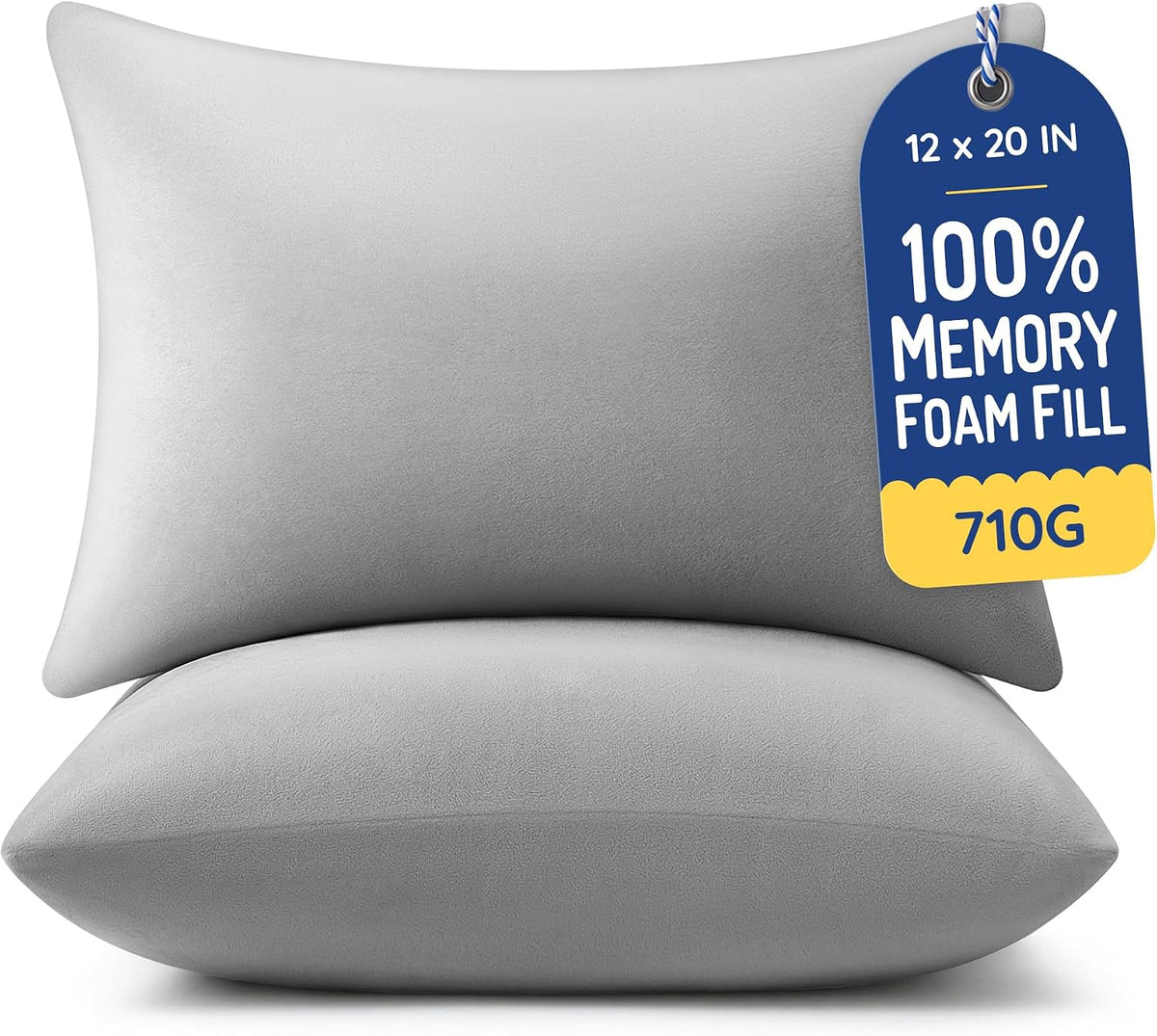 AM AEROMAX 12x20 Memory Foam Throw Pillow Insert, Rectangular Lumbar, White