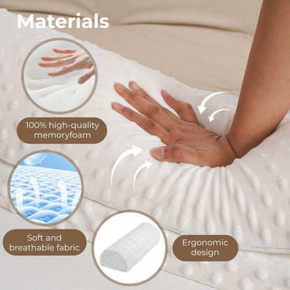 anzhixiu Half Moon Leg Bolster for Back Sleeping- Adjustable Height Under Knee Pillow for Ankles- Pure Memory Foam Leg Pillow for Sleeping on The Bed- Bubble