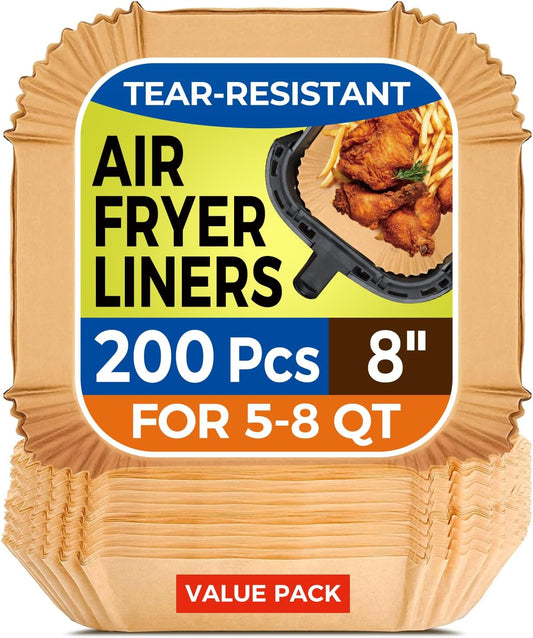 Vailnd Air Fryer Paper Liners, Air Fryer Liners Disposable 8" Square