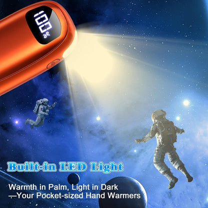 Hand Warmers Rechargeable, Electric Dual-Sided Heating with LED Display & Flashlight, Max 127℉, 13Hrs Long Lasting Pocket Heater for Raynauds, Golf, Hunting, Camping, Birthday Gifts for Men Women