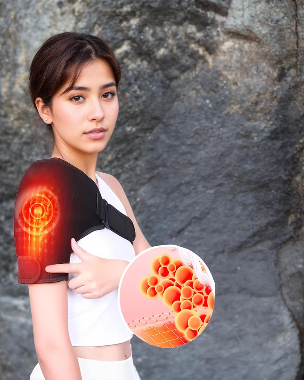 Shoulder Heating Pad - 3-Temperature USB Rechargeable, Adjustable Heat Wrap for Men & Women, Portable Cordless Shoulder Warmer (1 Pce Black-New)