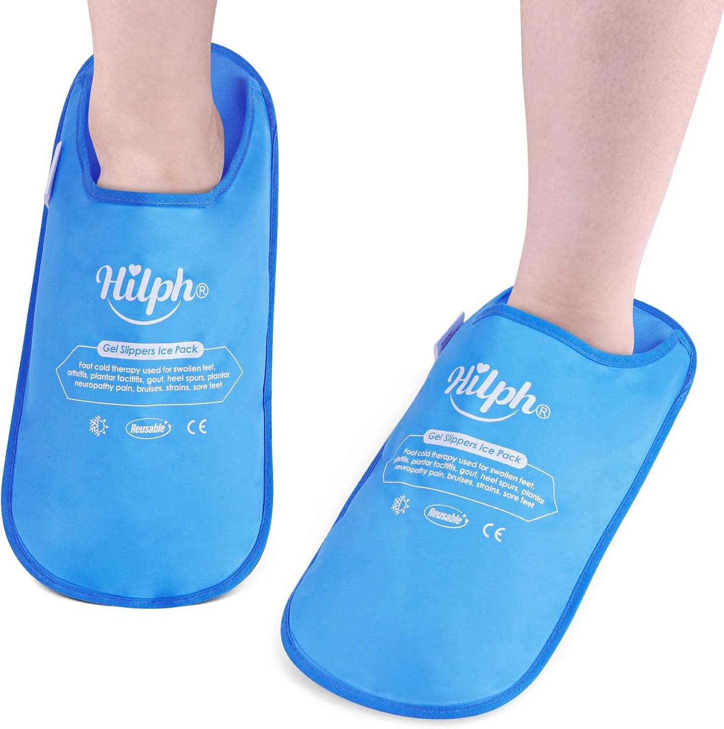 Hilph Foot Ice Pack Slippers, 1 Pair Ice Pack for Feet & Toes Pain Relief | Reusable Hot Cold Therapy for Plantar Fasciitis, Gout, Bunions, Neuropathy Relief, Surgery Recovery, HSA Eligible FSA, Blue