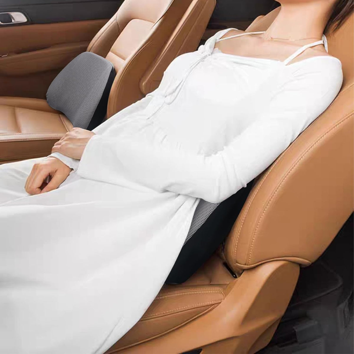 Super Cozy Lumbar Support Pillow for Car/Office Chair, 100% Memory Foam