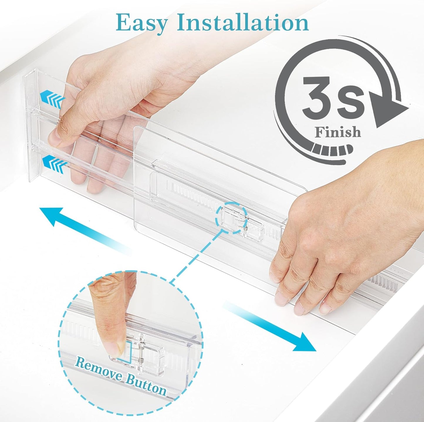 Vtopmart 12 Pack Drawer Dividers for Clothes, 4" High 10.2"-16.5" Adjustable Expandable Dresser Drawer Organizer, Clear Plastic Separators for Dresser, Baby Clothing, Underwear, Cosmetic, Toiletries | Expandable Dresser Drawer Organizer, Clear Plastic