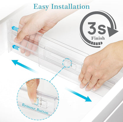 Vtopmart 12 Pack Drawer Dividers for Clothes, 4" High 10.2"-16.5" Adjustable Expandable Dresser Drawer Organizer, Clear Plastic Separators for Dresser, Baby Clothing, Underwear, Cosmetic, Toiletries | Expandable Dresser Drawer Organizer, Clear Plastic