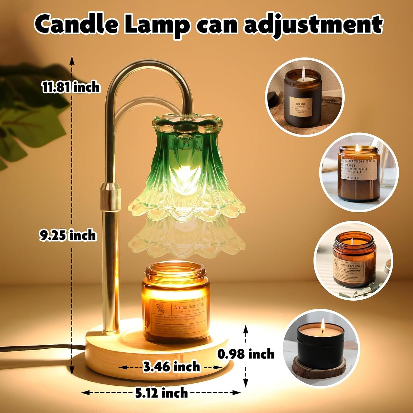 Fragrance Candle Warmer Lamp with 2 Bulbs Electric Candle Warmer with Timer & Dimmer for Home Decor