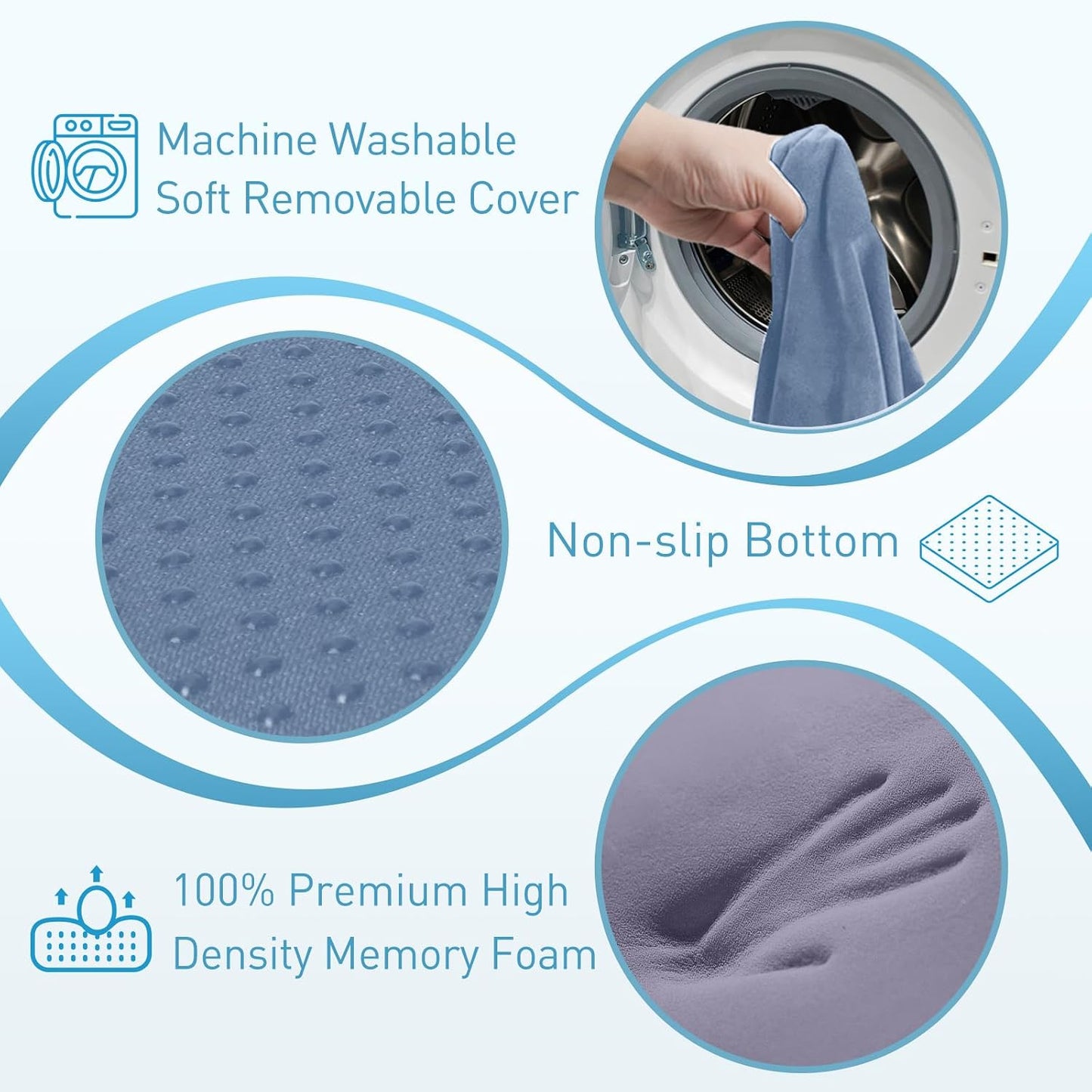BlissTrends Memory Foam Seat Cushion for Office Chair & Car Seat, Black | 4.7in Ergonomic Tailbone & Sciatica Support with Removable Velvet Cover for Pressure Relief and Long Sitting Comfort