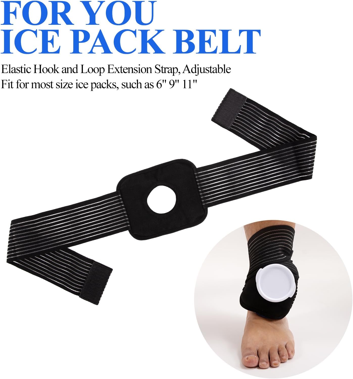 4 Pcs Adjustable Ice Pack Straps with Elastic Belt,Strap Bandage for Ice Bag Hot Cold Therapy,Multipurpose Elastic Ice Bag Wrap Band Ice Belt for Wrists, Arms, Waists, Knees Cold Pack