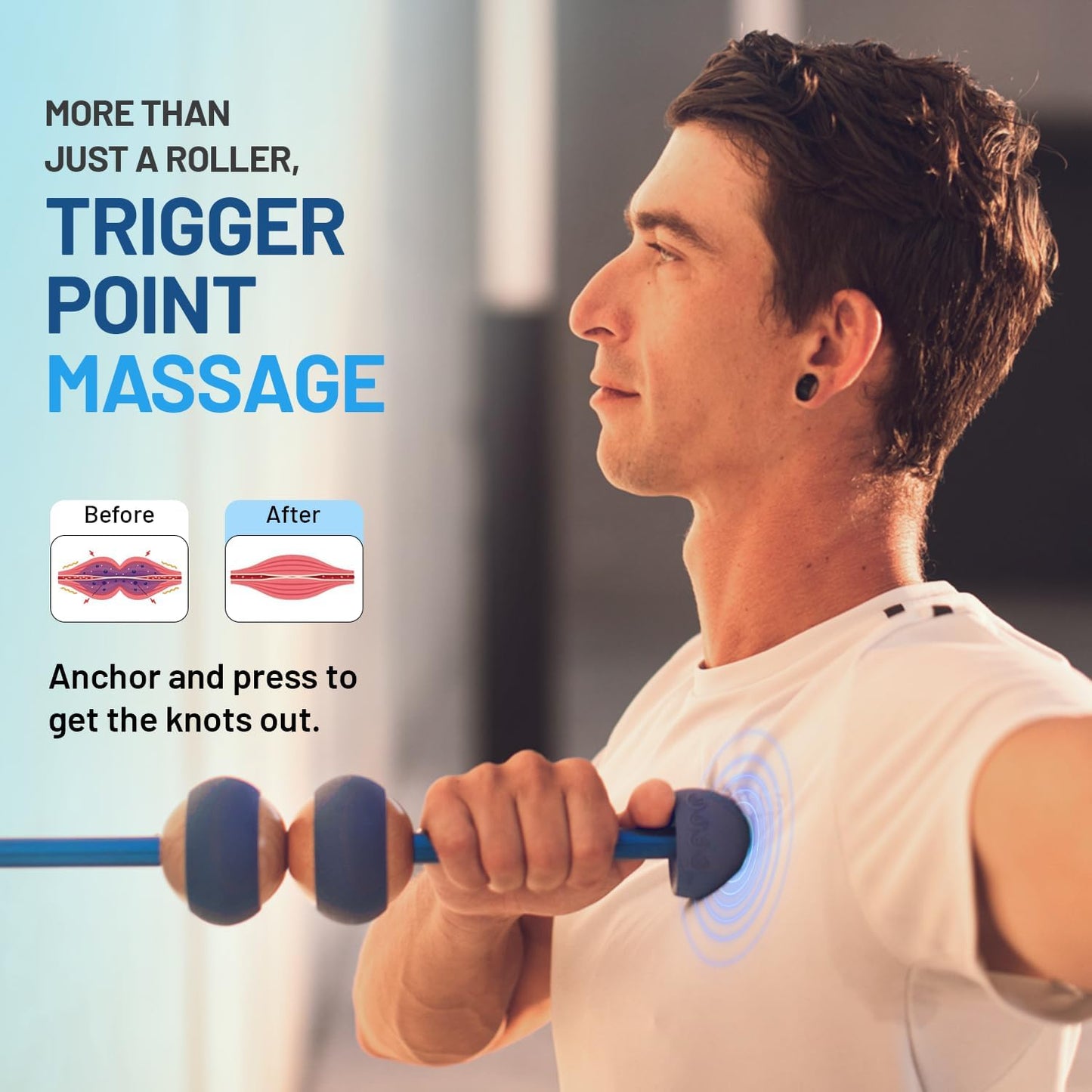 MOBO Deep Tissue Muscle Roller Stick for Back, Leg Recovery Massage Roller | One tool replaces a foam roller, massage ball & handheld massager for calves, quads, back & shoulders