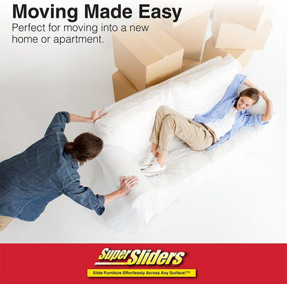 Super Sliders 3 1/2" and 5" Reusable 2-in-1 Furniture Carpet Sliders with Hardwood Socks, Beige (8 Pack)