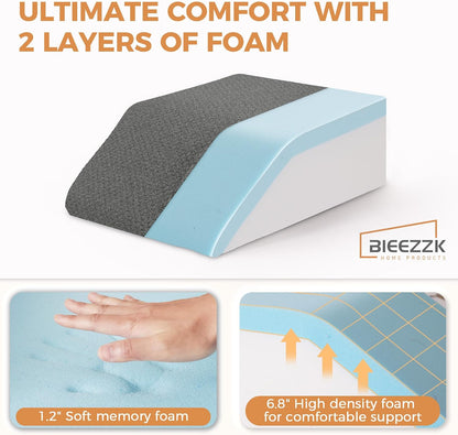 BIEEZZK Leg Elevation Pillow Blood Circulation, 23.6×16.8×8in, White/Grey