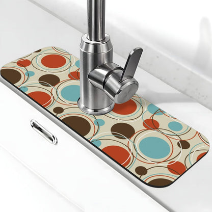 Aquamarine Blue Mexican Tiles Faucet Splash Guard Mat for Kitchen Sink 15x5.5" - Colors B