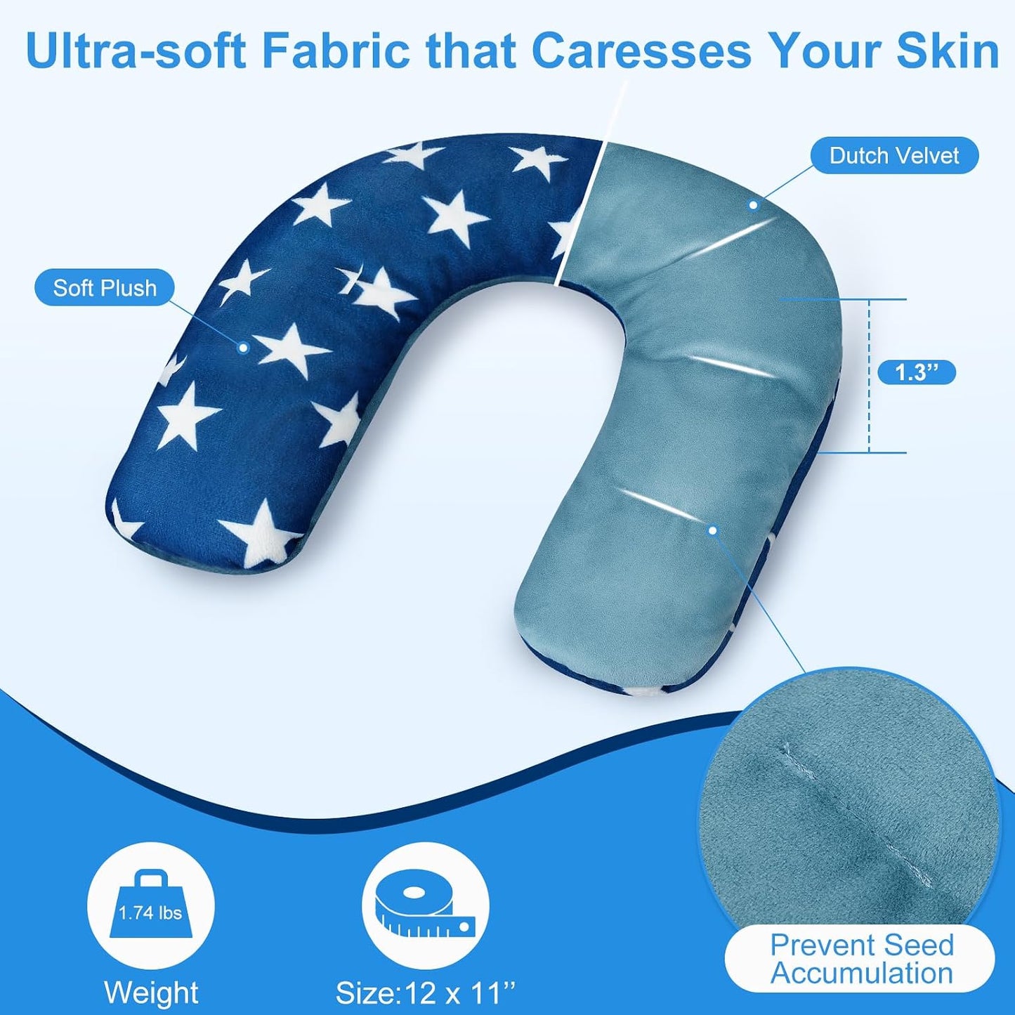 Microwaveable Neck Warmer, Heated Neck Pillow for Stress Relief | Neck Tension Relief, Flaxseed & Cotton Filling, Moist Heat Therapy, Hands-free Wrap, Ideal for Office, Travel Relaxation