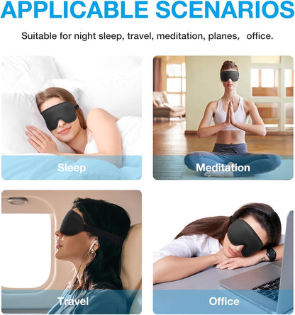 LYSIAN 3D Blackout Sleep Mask for Side Sleepers, 5 Pairs Ear Plugs, Black