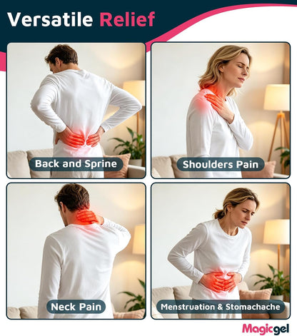 Magic Gel Neck Shoulder Heating Pad Microwavable for Pain Relief and Relaxation, Weighted Heated Neck Wrap Warmer with Moist Heat, Reusable Hot Compress, Soft Plush Microwave Heating Pad
