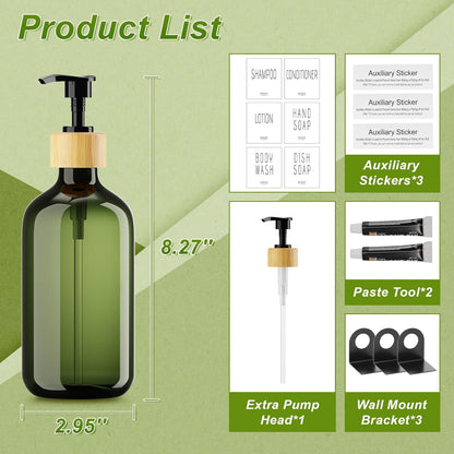 VITVITI Shampoo and Conditioner Dispenser 3 Chamber for Shower Wall, White | Refillable Body Wash Shower Soap Dispenser Wall Mounted, Drill Free 17oz Plastic Shower Bottles for Bathroom, Set of 3