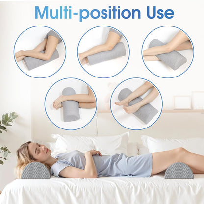 Knee Pillow for Back Sleeping Memory Foam Half Moon Bolster Pillow for Legs