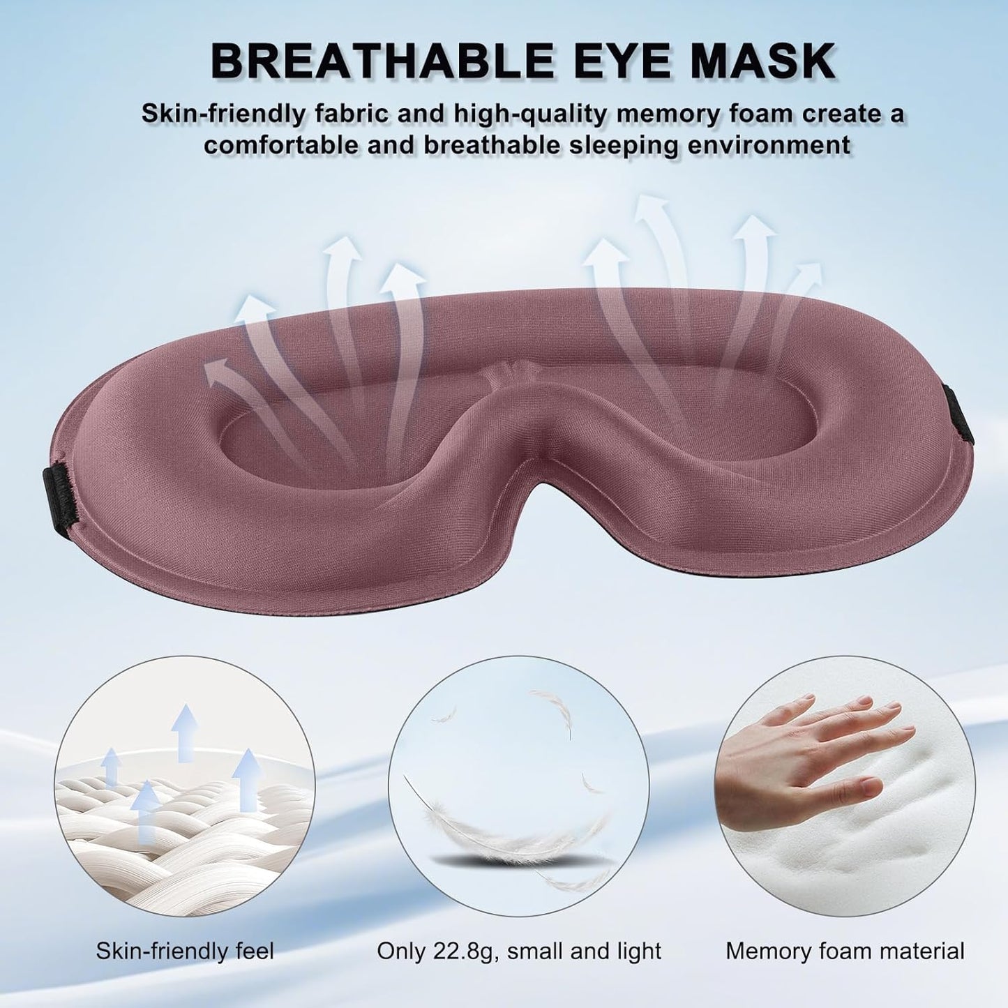 2 Pack Sleep Mask for Side Sleeper, Complete Light Blocking 3D Sleeping Eye Mask, Soft Breathable Eye Cover for Women Men, Travel, Nap, Relaxing Zero Pressure Night Blindfold (Pink+Purple)