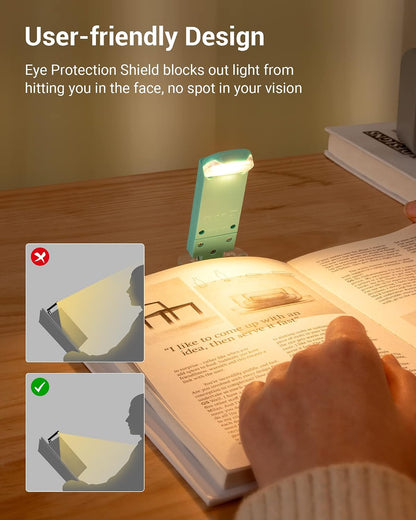 DEWENWILS USB Rechargeable Book Reading Light, 3000K Warm White, Brightness Adjustable Clip on LED Bookmark Lamp at Night in Bed, Portable Booklight for Bookworms, Kids